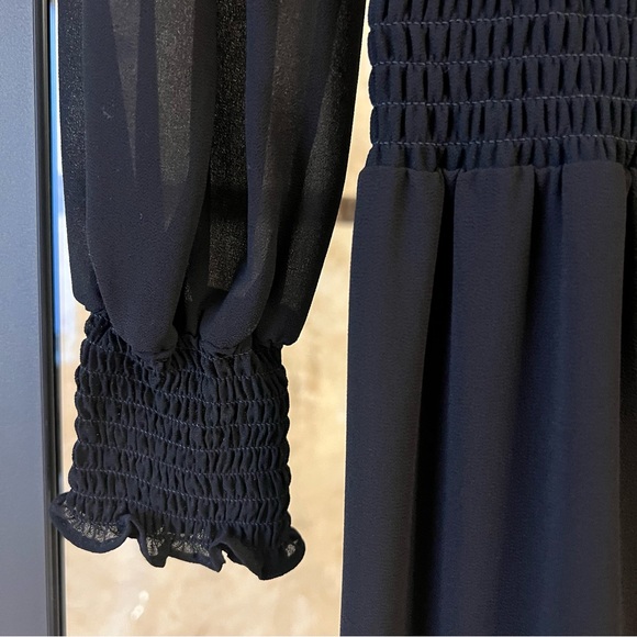 Michael Kors Black Long Sleeve Ruffle Faux Wrap Dress - Picture 4 of 7
